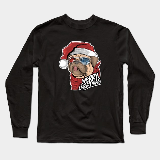 Christmas Pug Long Sleeve T-Shirt by Magniftee